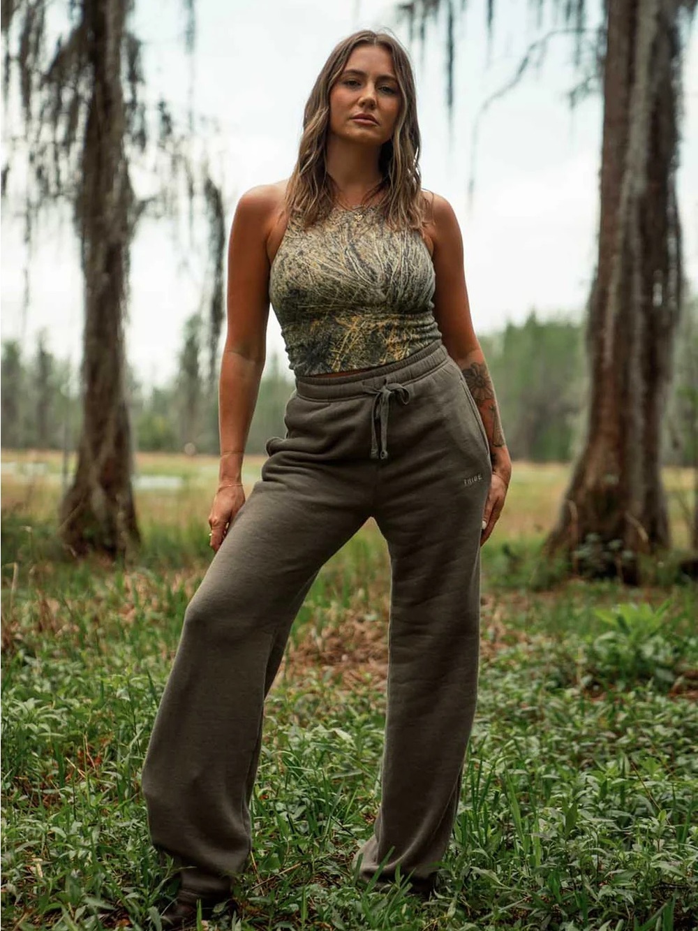 Tribe Kelley Mossy Oak Women's Green Camo Crop Tank Top SOLD OUT - Picture 4 of 16
